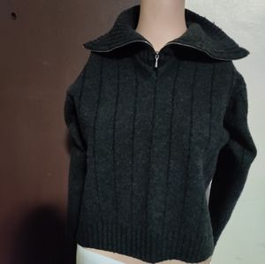 Dolce & Gabbana sweater ribbed Knit Wool vintage half Zip charcoal, turtleneck S